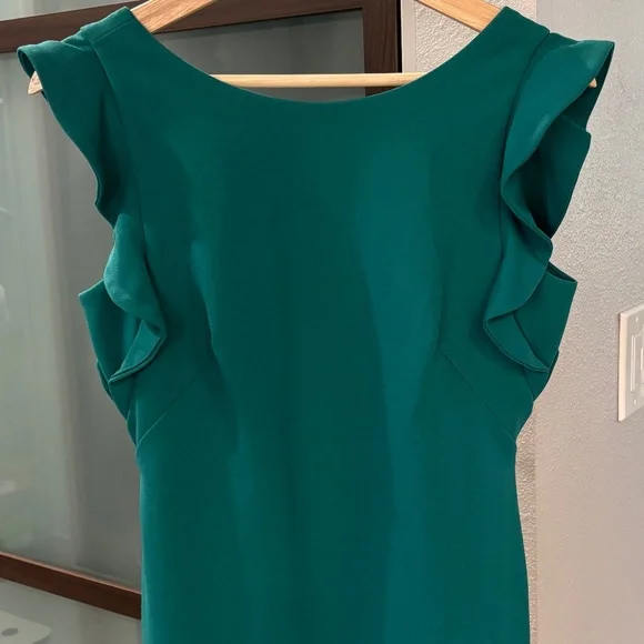 Calvin Klein Flutter Sleeve Sheath Dress - Green Size 4 - Picture 4 of 10